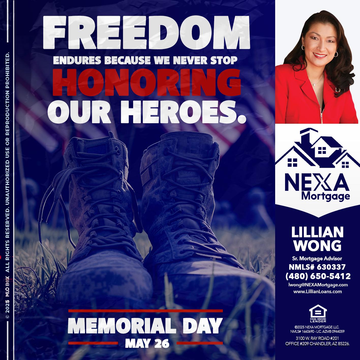 Memorial Day - Lillian Wong -Sr. Loan Officer