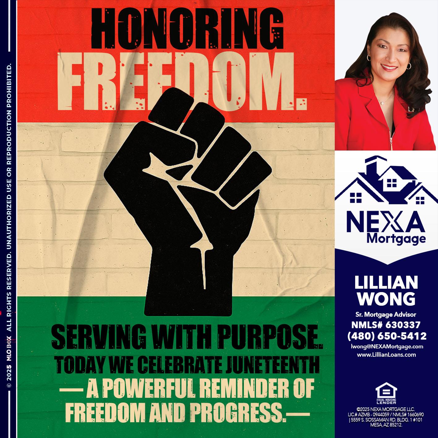 HONORING FREEDOM - Lillian Wong -Sr. Loan Officer