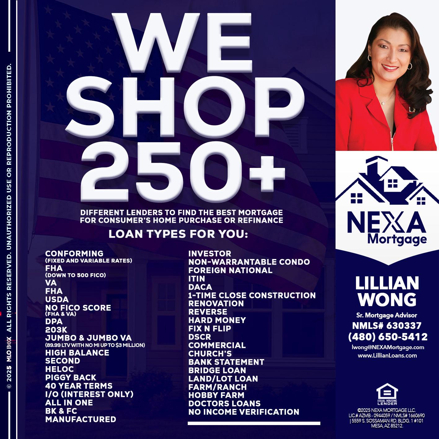 WE SHOP 250+ - Lillian Wong -Sr. Loan Officer