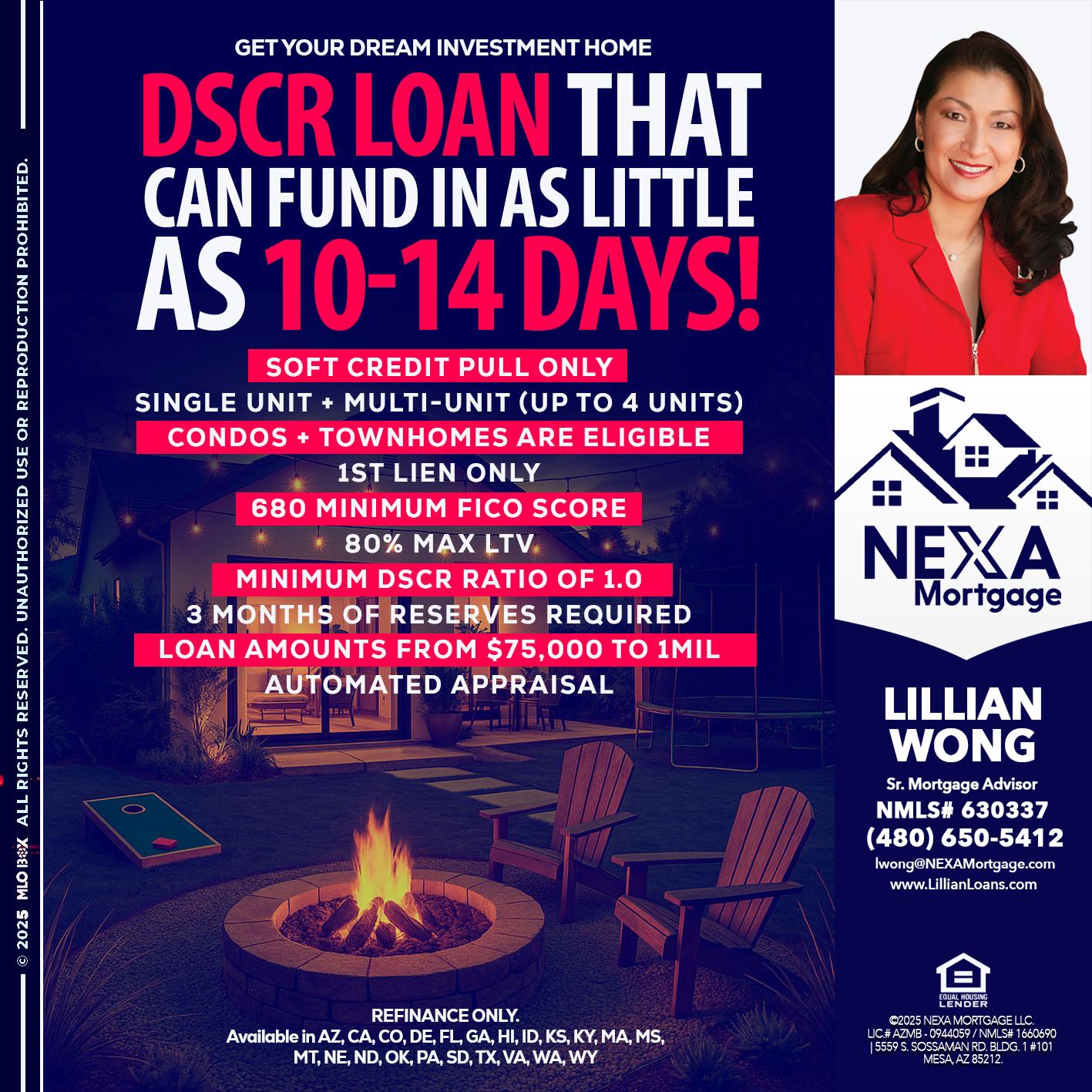 DSCR LOAN - Lillian Wong -Sr. Loan Officer