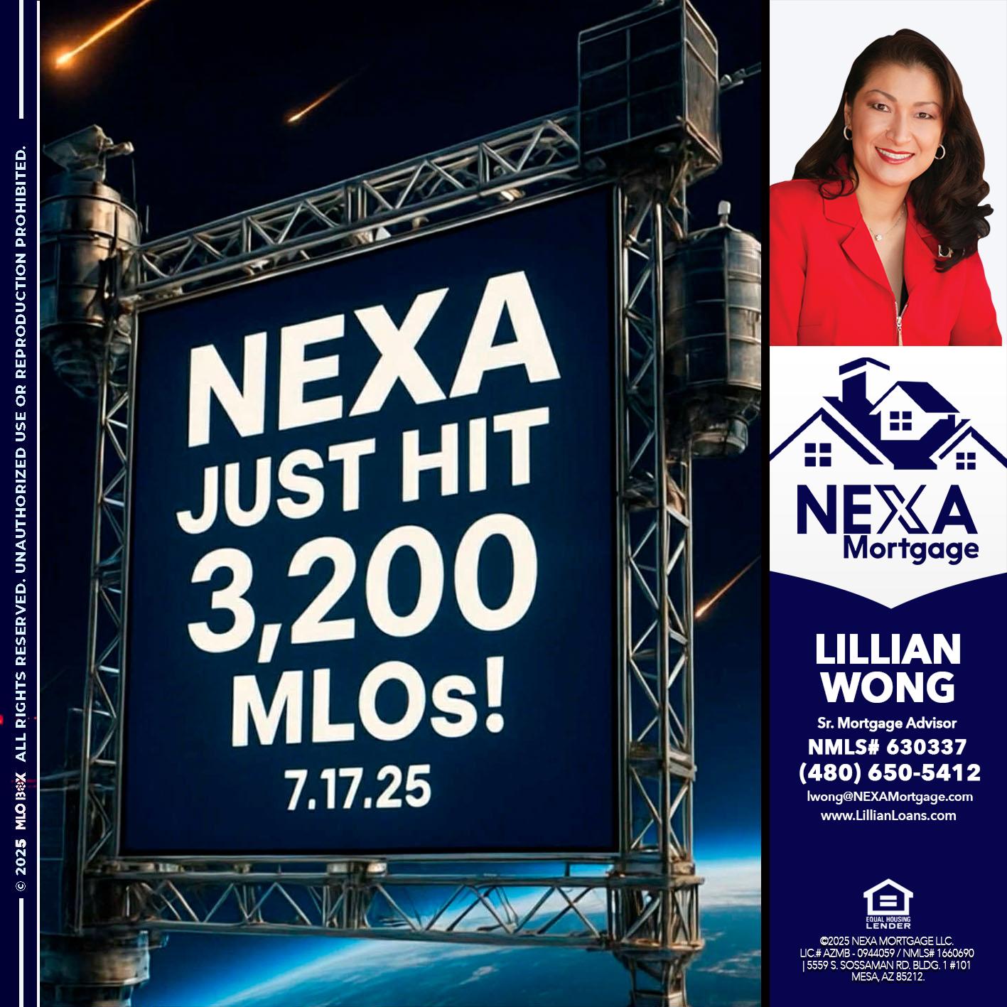 NEXA JUST HIT 3,200 - Lillian Wong -Sr. Loan Officer