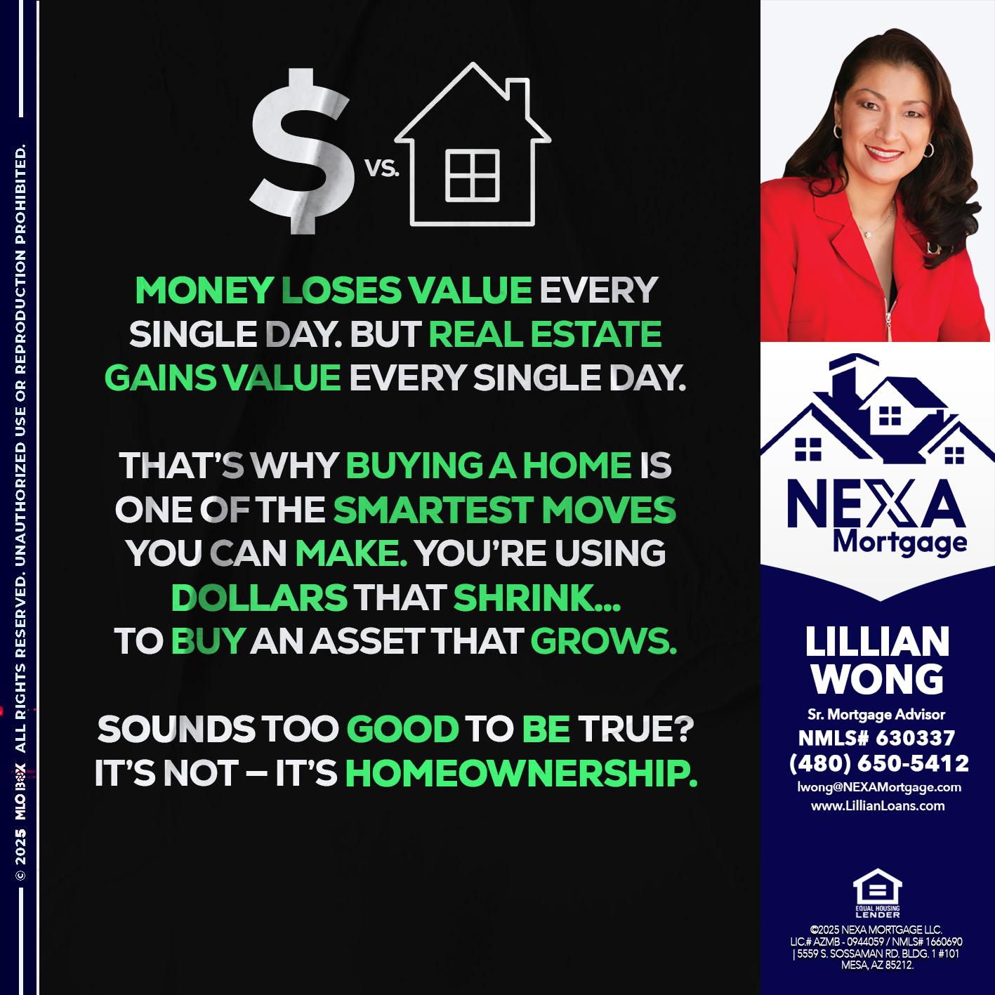 MONEY LOSES VALUE - Lillian Wong -Sr. Loan Officer