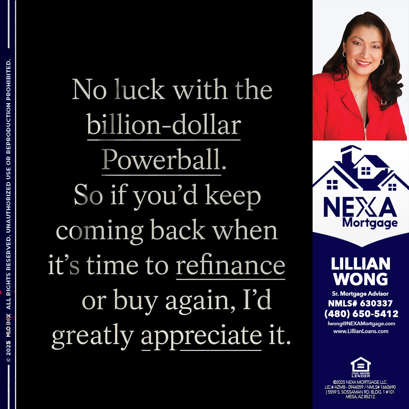NO LUCK WITH - Lillian Wong -Sr. Loan Officer