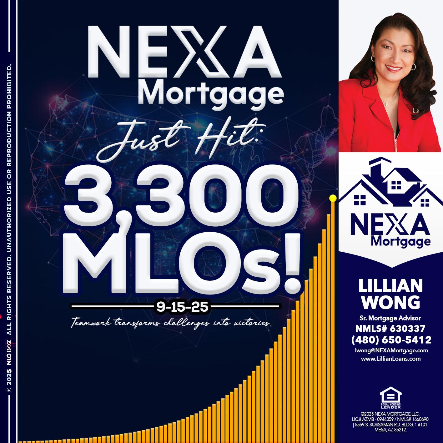 NEXA JUST HIT 3300 MLOS - Lillian Wong -Sr. Loan Officer