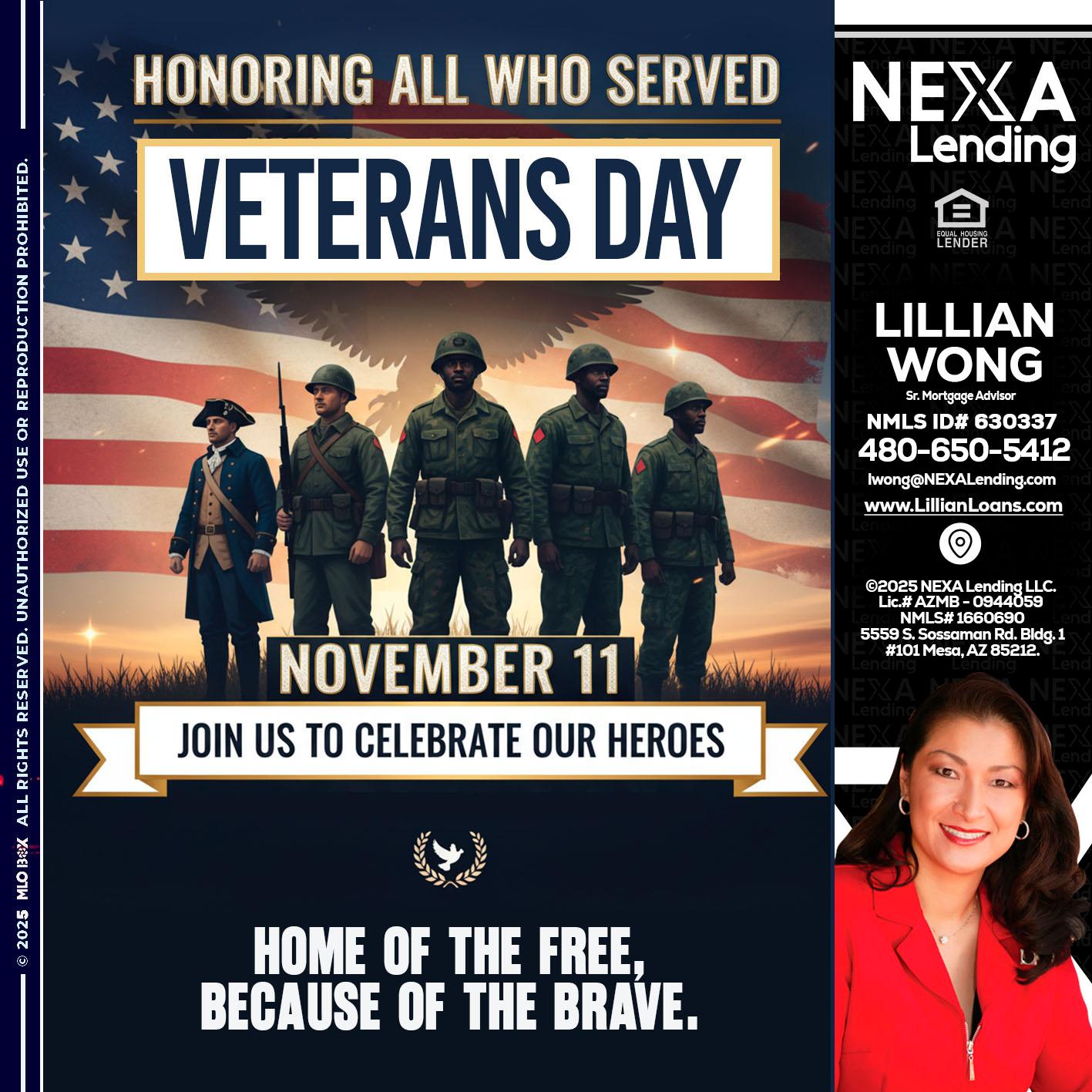 VETERANS DAY - Lillian Wong -Sr. Loan Officer