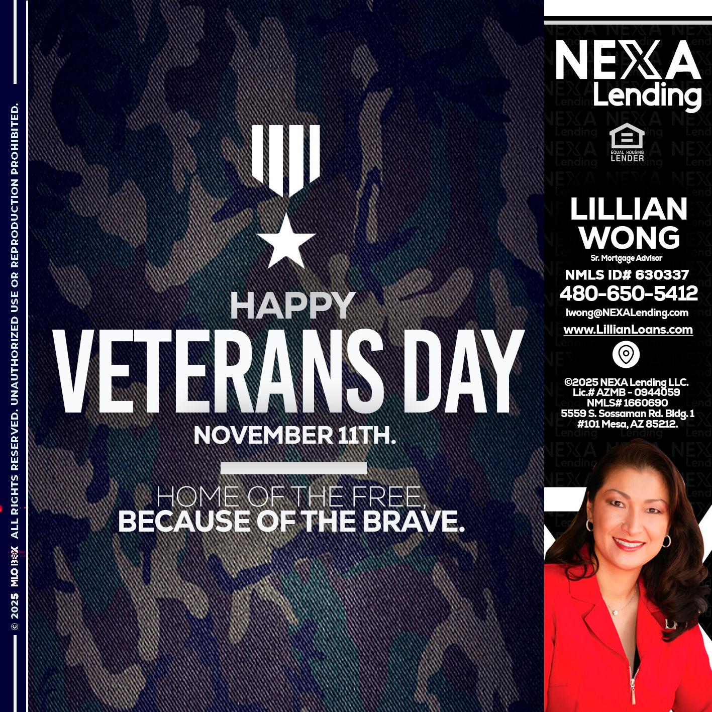 VETERANS DAY - Lillian Wong -Sr. Loan Officer