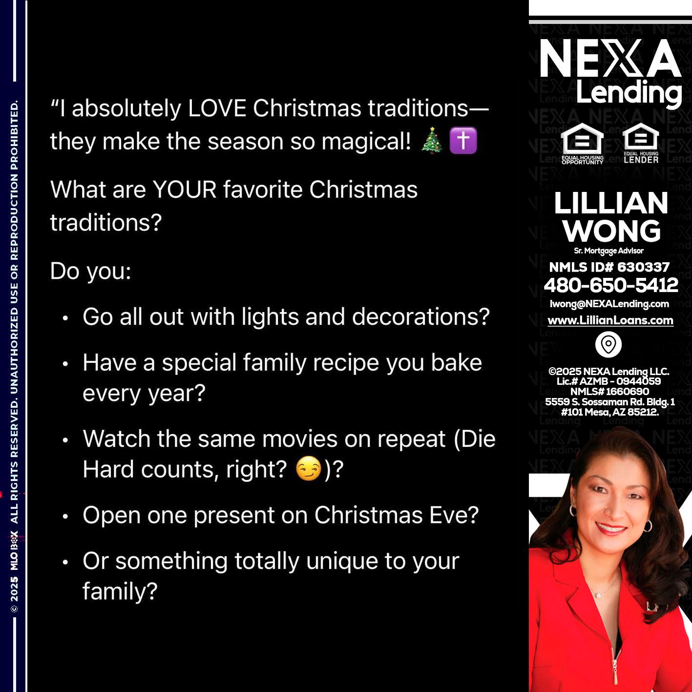 I love christmas - Lillian Wong -Sr. Loan Officer