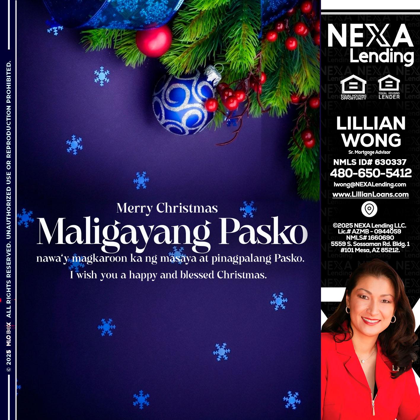 Maligayang Pasko - Lillian Wong -Sr. Loan Officer
